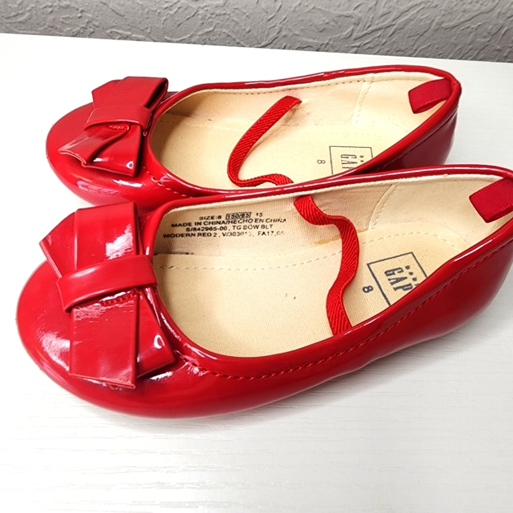 Gap Red Bow Ballet Flats Girls Size 8 Church Wedding‎ Easter